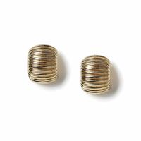 Freedom Yellow Gold Ribbed Rectangle Half Hoop Earrings