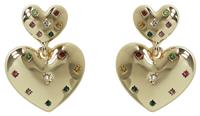 Liars & Lovers Gold Tone Double Heart Drop Earrings