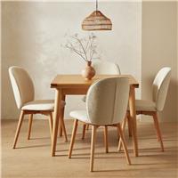 Habitat Lincoln Extending Oak Dining Table & 4 Cream Chairs