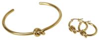 Liars & Lovers Gold Tone Knot Hoop Earrings and Bangle Set