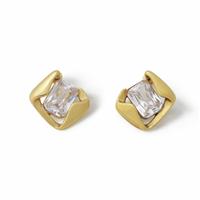 Freedom Gold Crystal Square Stud Earrings