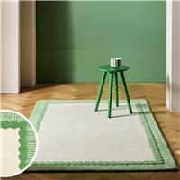 Habitat Bobbin Border Cream Wool Cut Pile Rug - 160x230cm