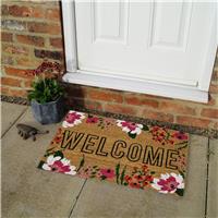 Primeur Mighty Mats Welcome Floral Natural Doormat - 60x40cm