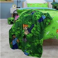 Minecraft Levels Fleece Throw - Green - 150x100cm