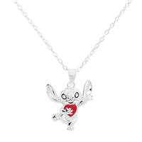 Disney Sterling Silver Stitch Red Heart Pendant Necklace