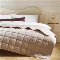 Habitat Velvet Quilted Bedspread - Beige - 220x200cm