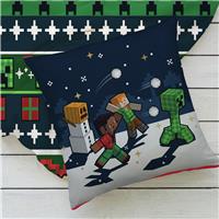Minecraft Christmas Snowy Square Cushion - 40x40cm