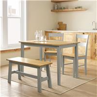 Argos Home Chicago Grey Dining Table, 1 Bench & 2 Chairs