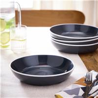 Argos Home White Rim 4 Piece Stoneware Pasta Bowl - Charcoal