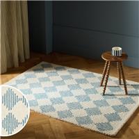 Habitat Blue Diamond Tufted Cream Wool Rug - 160x230cm