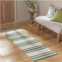 Habitat Stripe Green Flatweave Runner - 66x200cm