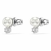 Swarovski Rhodium Plated Crystal Pearl Matrix Stud Earrings