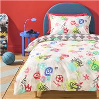 Argos Home Checkerboard Graffiti Kids Bedding Set - Single