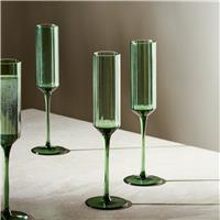 Habitat Green Wide Ribbed Set of 4 Champagne Flute
