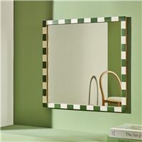Habitat Striped Green Resin Square Wall Mirror - 51x51cm