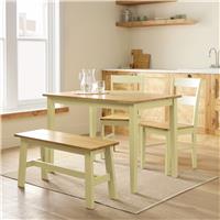 Argos Home Chicago Cream Dining Table, 1 Bench & 2 Chairs