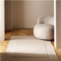 Habitat Simple Border Taupe Wool Cut Pile Rug - 120x170cm