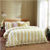 Wylder Birdie Stripe Ruffle Yellow Bedding Set - Double