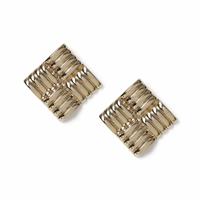 Freedom Gold Square Ridged Stud Earrings
