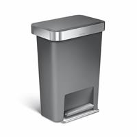 Simplehuman 45 Litre Plastic Rectangular Pedal Bin - Grey
