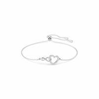 Swarovski Rhodium Plated Infinity & Heart Hyperbola Bracelet