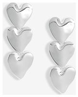 Lipsy Silver Polished Molten Triple Heart Drop Earrings