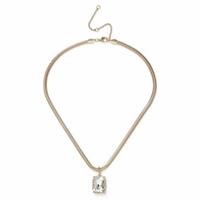 Freedom Gold Square Crystal Snake Pendant Necklace