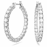 Swarovski Rhodium Plated Crystal Matrix Hoop Earrings