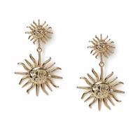Freedom Gold Double Sun Drop Earrings