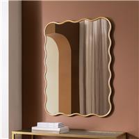 Habitat Gold Coloured Wavy Wall Mirror - 96x71cm