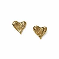Freedom Gold Plated Molten Heart Stud Earrings