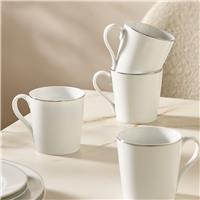 Argos Home Silver Rim Set of 4 Porcelain Mugs - White