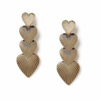 Freedom Gold Ridged Heart Drop Earrings