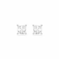 Swarovski Rhodium Plated Square Crystal Stilla Stud Earrings