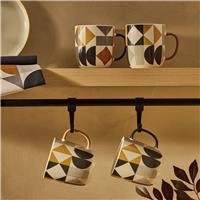 Argos Home Geo Pack of 4 Stoneware Mugs