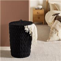 Argos Home 50L Chunky Knit Laundry Basket with Lid - Black