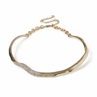 Freedom Gold Waved Crystal Torque Necklace