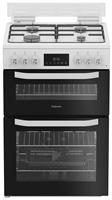 Hotpoint HTG6GDCW 60cm Twin Cavity Gas Cooker - White