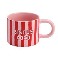 Argos Home Bisous XOXO Red Stripe Ceramic Mug