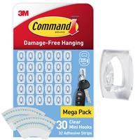 Command Mini Clear Hook - Pack of 30