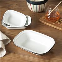 Argos Home 3 Pc Enamel Carbon Steel Pie Dish - Black & White