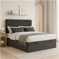 Millbrook Beds Kingsize Fabric Ottoman Bed - Charcoal