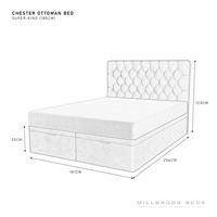 Millbrook Chester Superking Fabric EndLift Ottoman Bed-Grey