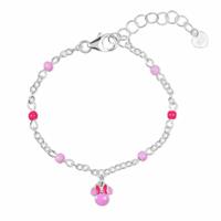 Disney Sterling Silver Minnie Mouse Pink Charm Bracelet