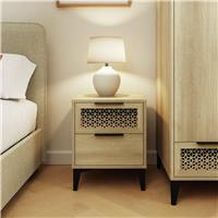 GFW Ezra 2 Drawer Bedside Table - Oak