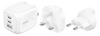 Belkin 3-Port 70W GaN Wall Charger with Plug Tips - White