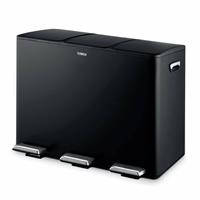 Tower 45L Three Compartment Recycling Pedal Bin - Black