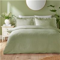 Silentnight Seersucker Frill Sage Bedding Set - King size