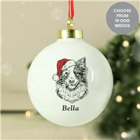 Personalised Message Dog Breed Christmas Bauble