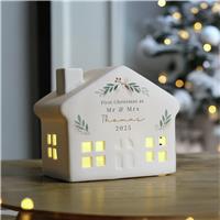 Personalised Message Christmas Leaves Led House